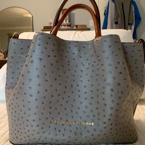 Dooney + Burke Grey Ostrich Barlow Bag